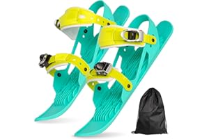 UPBUD Adjustable Short Mini Ski Skates, Winter Snowskates Snowblades Skiboards Outdoor Ski Shoes for Winter Sport Skiing Equipment