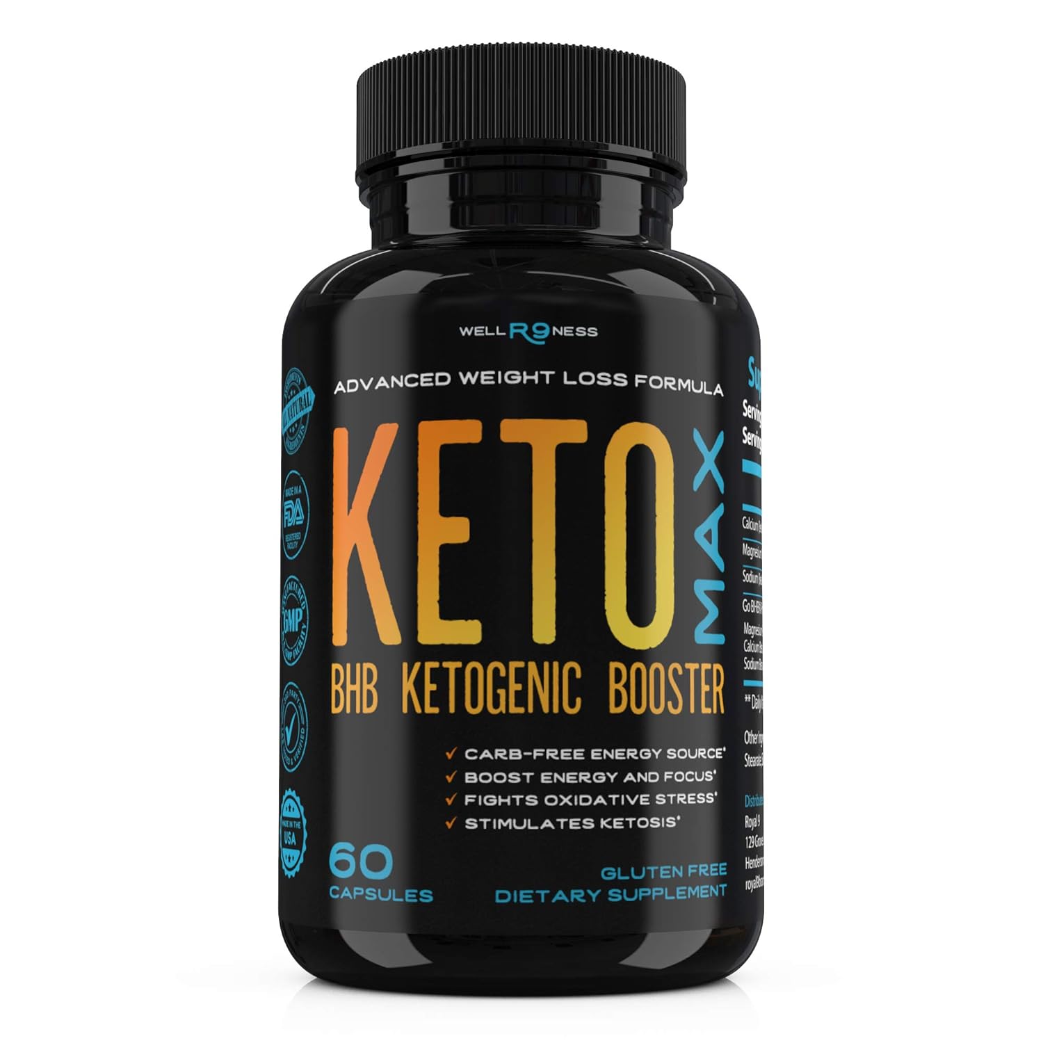 Keto Pills R9 Wellness Keto Max BHB Capsules Ketogenic