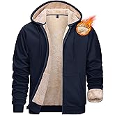 MAGCOMSEN Men's Zip Up Hoodie Sherpa Lined Hooded Sweatshirt Winter Heavyweight Hoodies Warm Thick Fleece Jacket