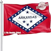 Nuibers Arkansas Flag 3x5 FT Sturdy for Outside, Heavy Duty 3Ply Polyester Arkansas State Flags Outdoor, Double Sided Long Lasting AR State Flag Brass Grommets