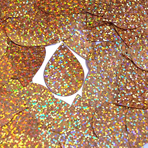 Sequin Tear Drop 1.5 inch Peach Glitter Hologram Multi Reflective Metallic Couture Paillettes. Made in USA. For embroidery, costume, embellishment