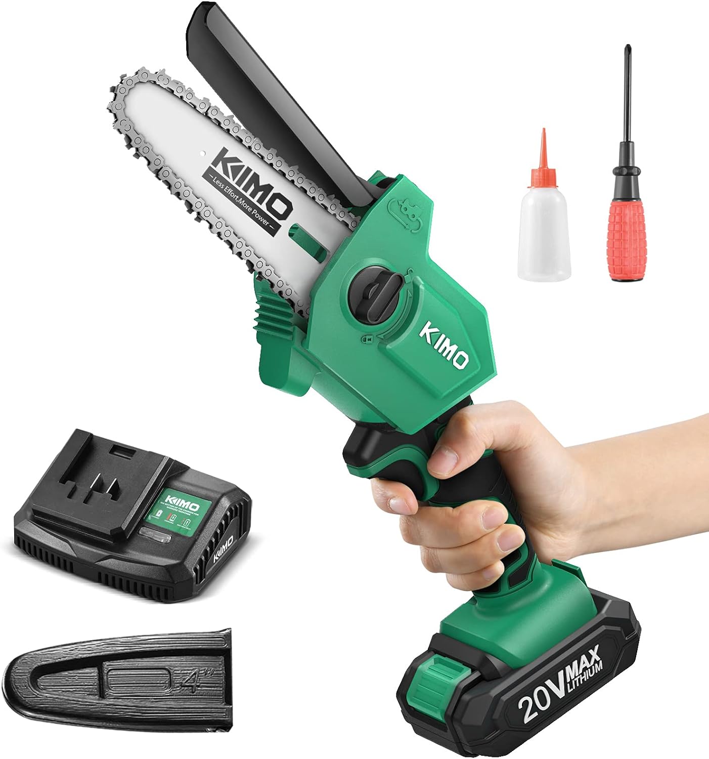 Mini Chainsaw KIMO 4” Cordless Battery Powered Chainsaw, 2lbs