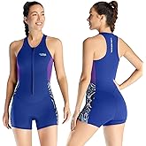 Womens Wetsuit Shorty Sleeveless Wetsuits One Piece 2mm Swimsuit with Front Zipper for Swimming Diving Snorkeling Water Sport