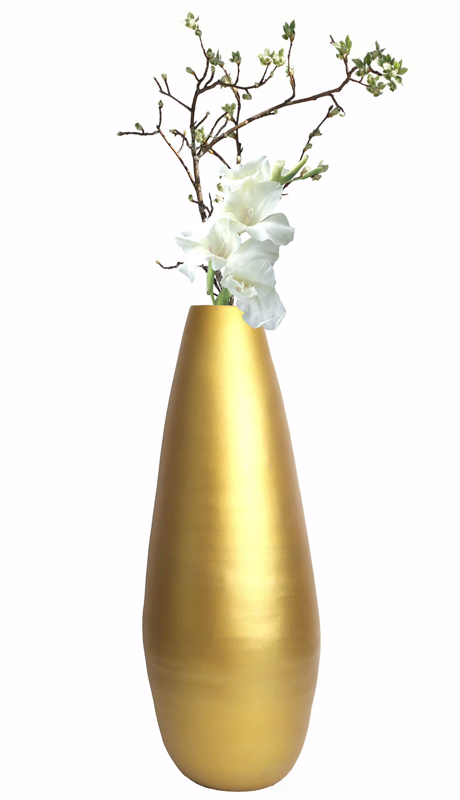 Photo 1 of 31.5" Spun Bamboo Tall Floor Vase - Sleek Metallic Finish, Elegant Home Decoration, Modern Accent Piece, Living Room Decor, Handcrafted Bamboo Art, Contemporary Design, Unique Tall Vase, Gold Large