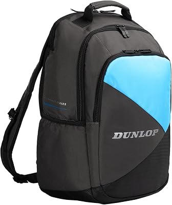 Dunlop FX Performance Padel Backpack - Borsa da racchetta compatta 20-L - Nero/Gun Metal/Cian - Design Multisport Leggero