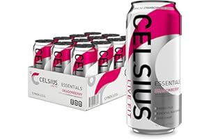 CELSIUS ESSENTIALS™ Sparkling Dragonberry, Sugar Free Performance Energy Drink, 16 Fl Oz (Pack of 12)