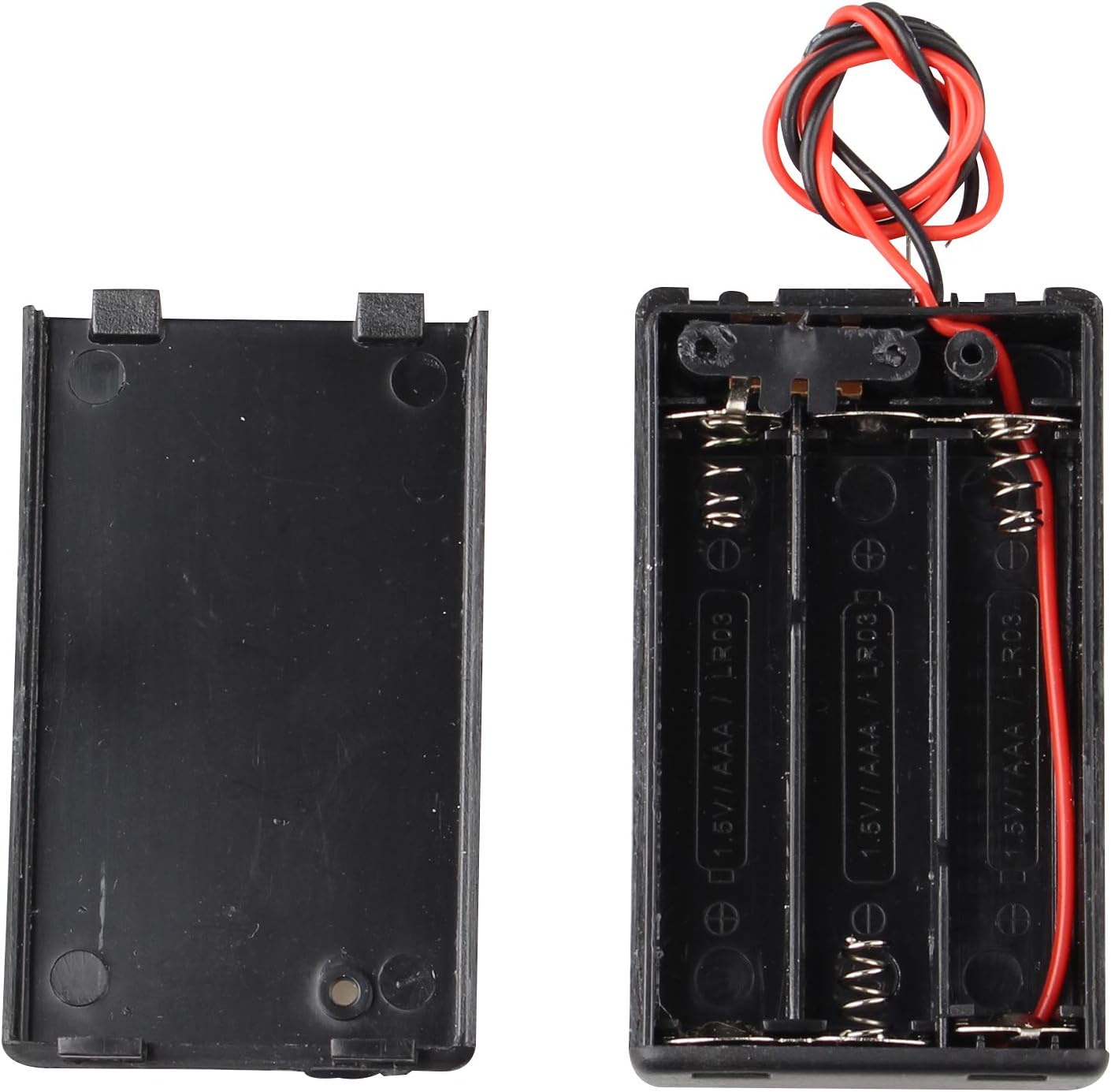 HALJIA 6Pcs 4.5V AAA 3 x 1.5V Battery Holder Case Plastic Battery Storage Box with ON/OFF Switch Case Cover and Wire Leads - Image 4