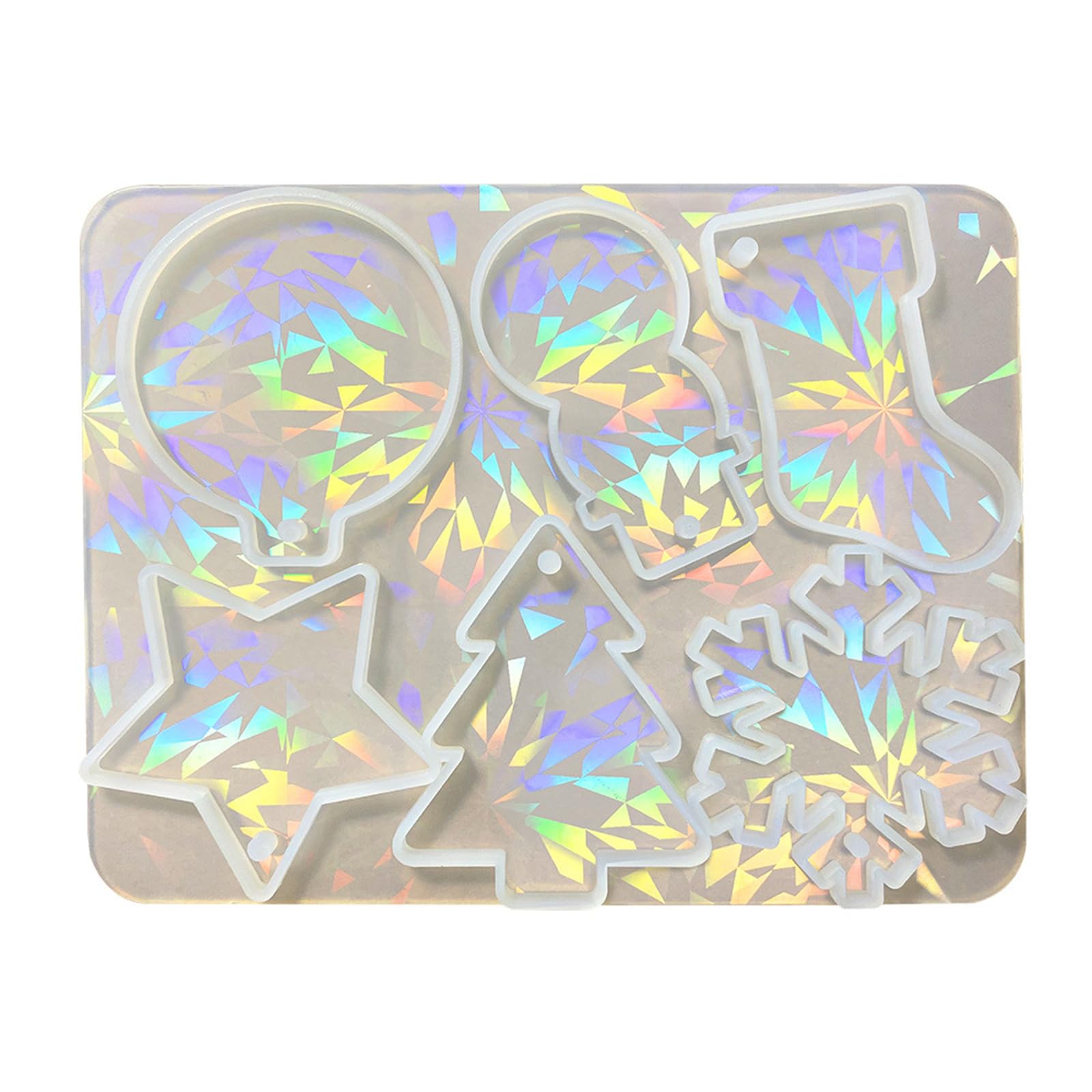 TONXX Holographic Christmas Silicone Mold for DIY Ornaments Snowman Resin Mold Christmas Tree Snowflake Pendant Epoxy Molds