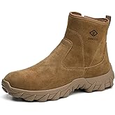 DINGGU Steel Toe Boots for Men Leather Welding Comfortable Work Boots Slip Resistant Safety Construction Shoes