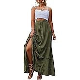 BerryGo Women's Boho Floral Wrap Maxi Skirt High Waisted Long Skirt with Slit