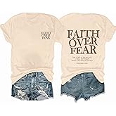AMWIPE Faith Over Fear Shirt Womens Christian Tshirts Religious Sayings Tees Vintage Bible Verse Inspirational Tee Tops