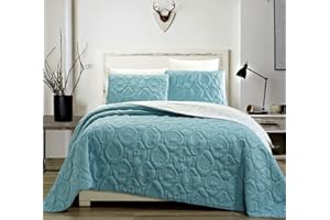 Grand Linen 3-Piece Tropical Coast Seashell Beach Queen/Full Oversize Oversize Bedspread SEA Blue/White Reversible Coverlet Embossed Bed Cover Set. Sea Shells, Sea Horse, Starfish etc.