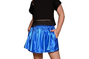 Perfashion Girls' Metallic Skorts Sparkly Shorts Shiny Dance Skirt with Pockets 4-13 Years