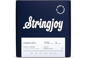 Stringjoy HSK9 Signatures Nickel Wound Guitar Strings, 9-46 Husky Super Light Gauge, Electric Guitar Strings for Enhanced Ton