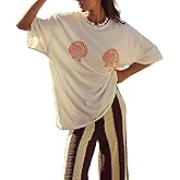 Women Y2K Graphic Oversized T Shirt Loose Fit Seashell Lobster Tees Preppy Short Sleeve Coastal Beach Baggy Shirts