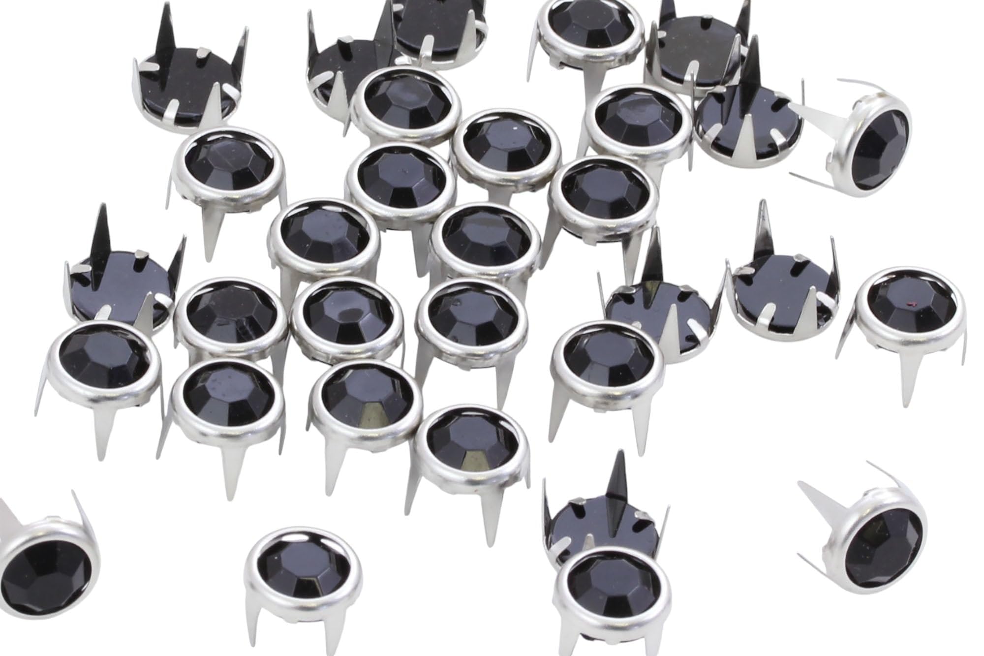 8mm Jet Black CH37 Bedazzler Refills Rhinestones Preset Gemagic Studs Nailheads in Rims for Garment Embelishments Leatherwork DIY Crafts Decorate Shoes, Belts, Tee Size 34-50 Pieces