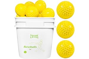 HANKLENSS 24 Pack Bucket of Dimpled Baseballs for Pitching Machine - Practice Balls for Hitting and Fielding, Rubber Baseballs for Hand-Eye Coordination