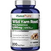 NusaPure Wild Yam Root 30:1 Extract, 100 mg Equivalent to 3,000 mg 200 Vegan Capsules - Women’s Health & Hormonal Balance - Non-GMO, Vegan