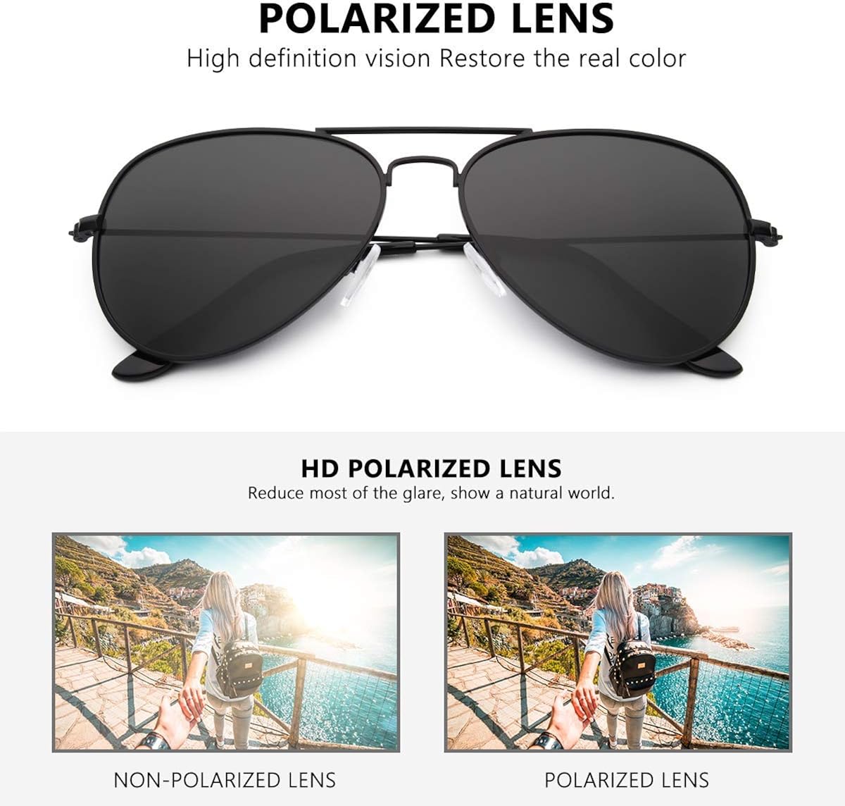 Livhò Sunglasses for Men Women Aviator Polarized Metal Mirror UV 400 Lens Protection: Shoes