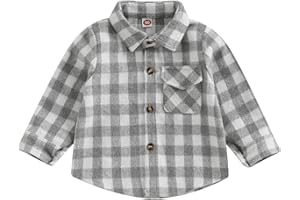 BIAYXMS Toddler Baby Boy Girls Flannel Shirts Jacket Long Sleeve Button Down Shacket Baby Fall Coat Tops
