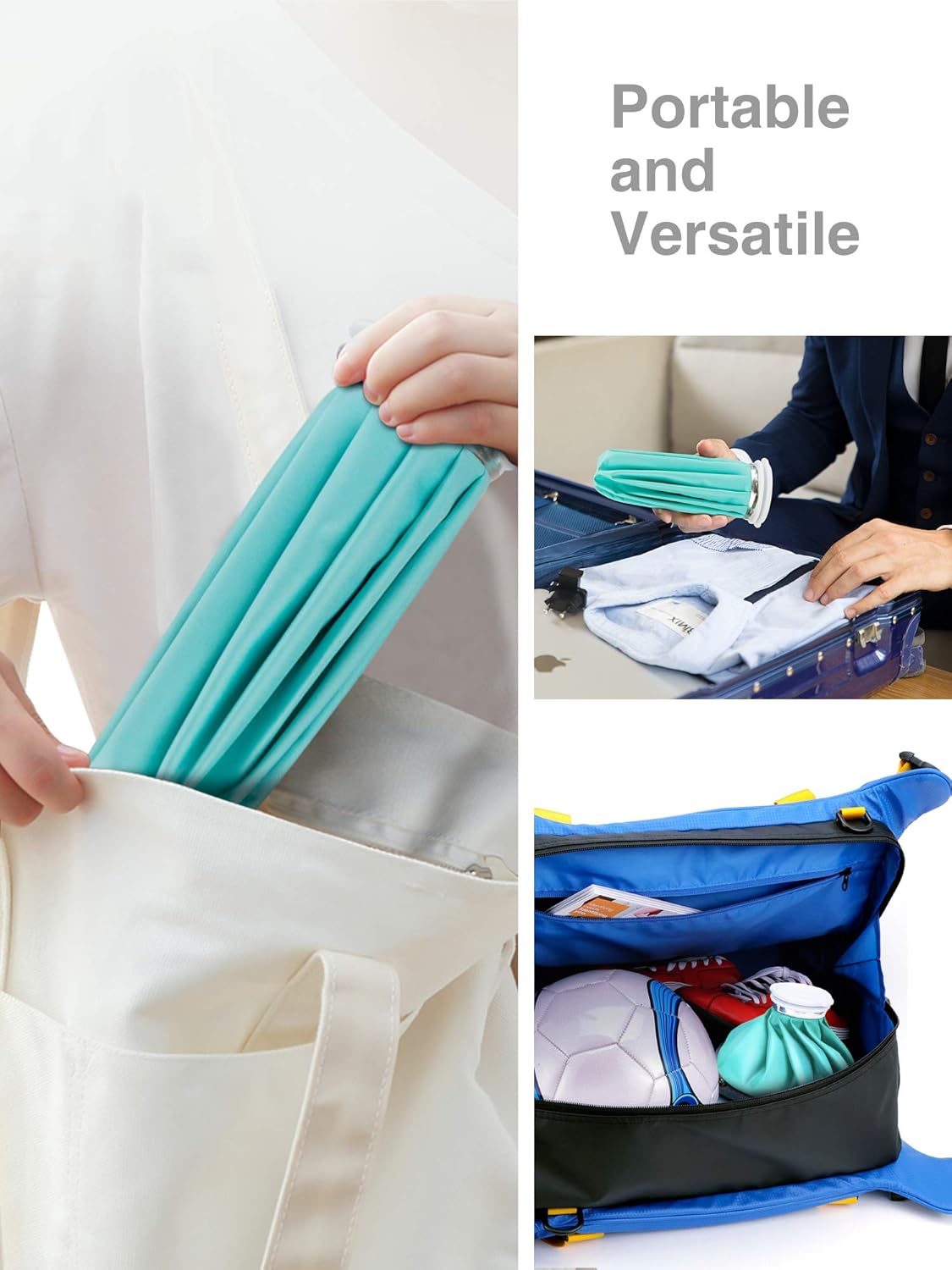 Elitehood Ice Bag Ice Pack, 9’’ Reusable Ice Bag & Refillable Ice Pack Bag, Cold & Hot Therapy Ice Bag for Injuries Reusable Soft Blue Icepack for Pain Relief Headaches-Hot Therapy is 50-60℃/122-140℉: Health & Personal Care