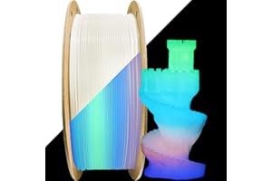 1.75mm Glowing in Dark Fast Color Change Rainbow Multi Colored PLA Filament, Each 5-10m Fast Color Random Gradually Changed 3D Printer Material, 1KG 2.2lbs PLA with Extra 3D Printing Tool by MIKA3D