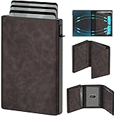 GAOCHALE Wallet for Men Pop up Card Holder, Smart, Slim, Minimalist Design for Front Pocket, Premium RFID Blocking, 10-14 Card Capacity | ID Window | Cash Slot(Gradient Dark Brown)