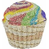 DJBM Cute Cupcake Rhinestone Clutch Diamond Crystal Purse Evening Bags for Women Party Wedding Cocktail Prom