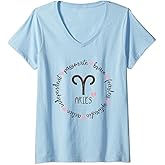 Womens Aries Description Apparel Men Women Funny Zodiac Sign Gift V-Neck T-Shirt