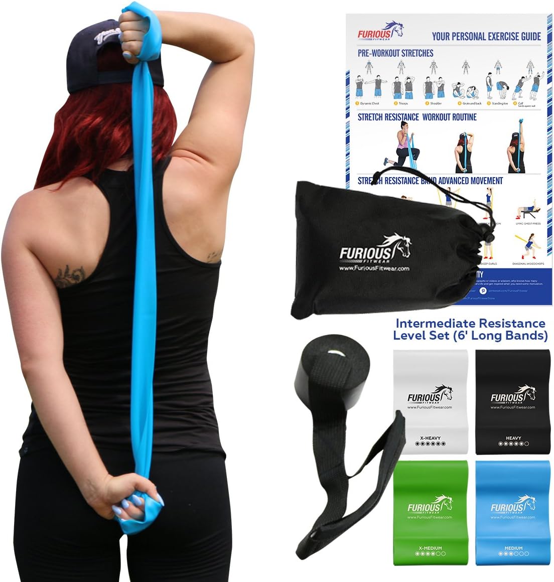 Furious Fitwear Stretch Resistance Bands Set for Daily Stretching Exercises