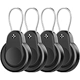 Waterproof for AirTag Holder 1st/2nd 4 Pack Lock Case Keychain for Apple AirTags for Air Tag Keyring with Wire Cable Durable Lightweight for AirTag Cover Keys Kids Luggage Backpacks Pet Collar Black