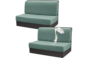 Gollense RV Dinette Cushion Covers Set of 2, Waterproof Stretch Camper Cushion Covers, Sectional Replacement RV Seat Covers for Trailer Couch, Includes 2 Backrest Cover & 2 Bench Cover (Light Green)