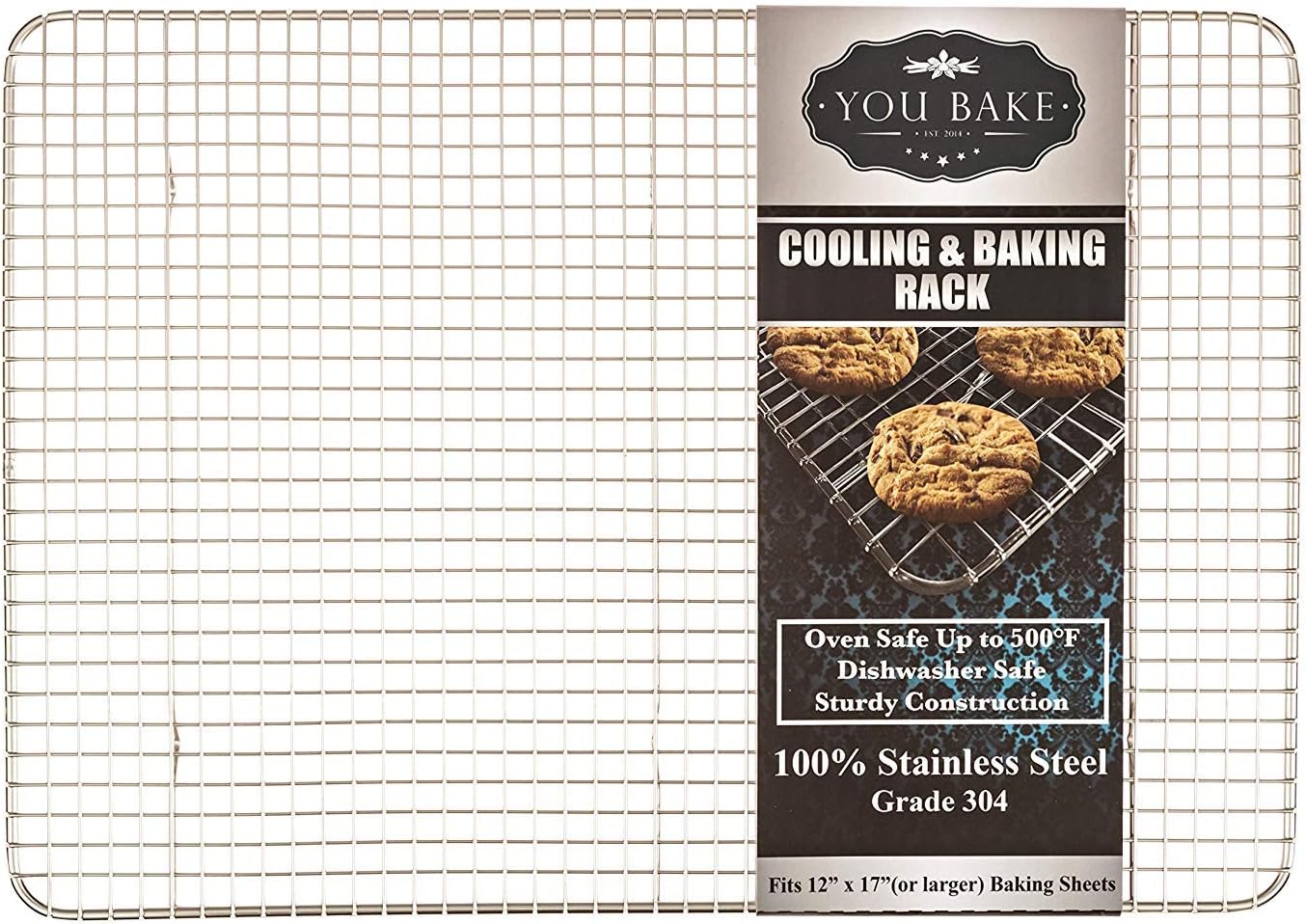 You Bake Stainless Steel Cooling Rack - Made for 12"x 17" Baking Sheets and Pans - Oven and Dishwasher Safe. Also Great for Baking, Smoking, Grilling, and Roasting.