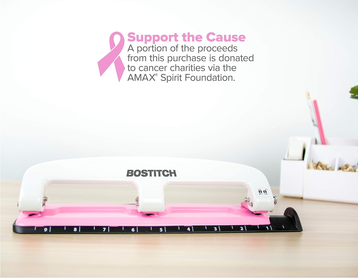 PaperPro inCOURAGE 12 Reduced Effort 3-Hole Punch, 12 Sheets, Pink (2188) : Desk Staplers : Office Products