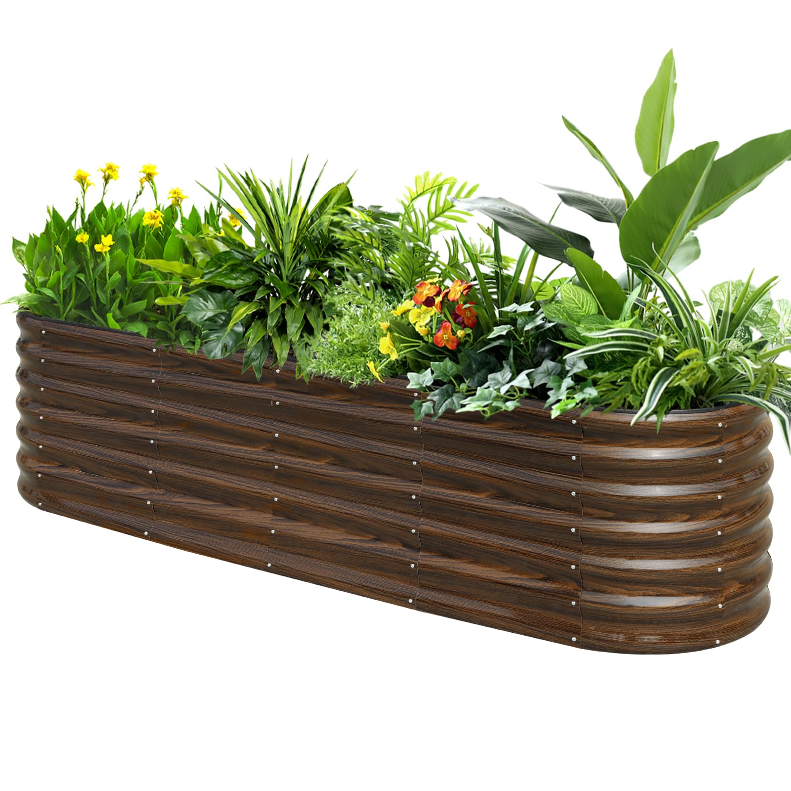Photo 1 of **SCRATHES**SnugNiture 8x2x2ft Raised Garden Bed Kit, 24" Tall Outdoor Metal Raised Planter Box for Planting Plants Vegetables Flowers Fruits, Brown