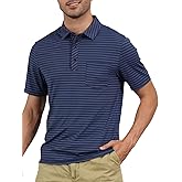 Pdbokew Men's Polo Shirts Short Sleeve Striped Golf Polo Shirt with Pocket