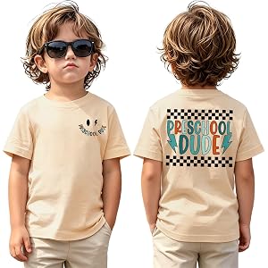 CM C&M WODRO Toddler Boy First Day of School Shirt Preschool Dude T-Shirt Kid Back to School Outfit Cute Summer Tee Tops 3-4T