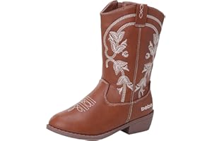 bebe Girls' Cowboy Boots - Classic Western Country Cowgirl Boots - Mid Calf Riding Shoes for Toddlers Little and Big Girls