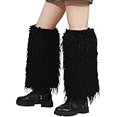 Rulala Fancy Womens Fluffy Faux Fur Leg Warmers Long Furry Foot Cuffs Girls Winter Cozy Boot Socks