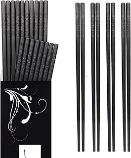 Annvchi EssStäbchen 10 Paar - Japanische Chopsticks Schwarz Stäbchen für Asiatisches Geschirr