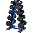 CAP Barbell 150 LB Coated Hex Dumbbell Weight Set with Vertical Rack | Multiple Options