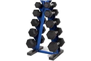 CAP Barbell 150 LB Coated Hex Dumbbell Weight Set with Vertical Rack