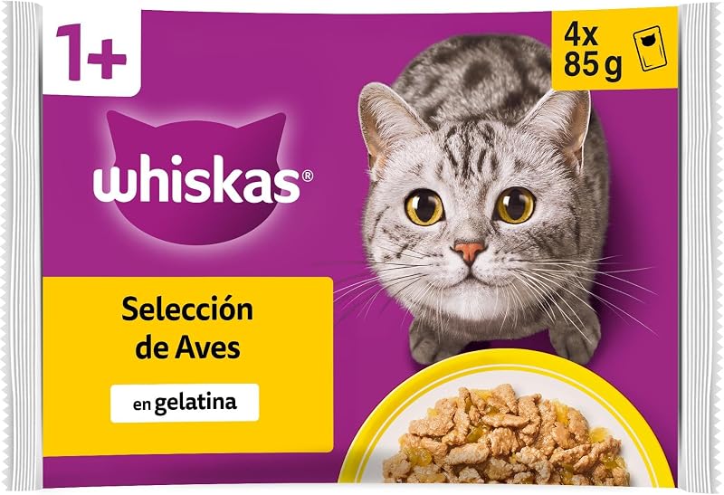 Comida Húmeda para Gatos Adultos Selección Aves en Gelatina (13x 4 bolsitas x85g)