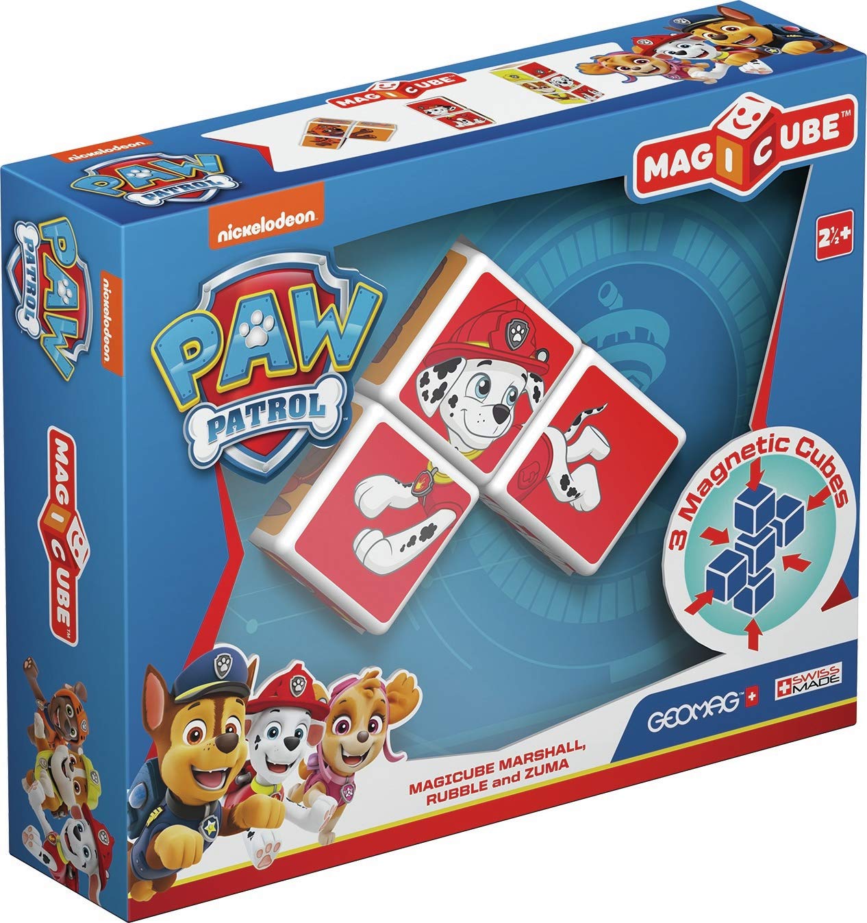 Geomag Magicube Paw Patrol 078 - Marshall, Rubble and Zuma - Magnetic Constructions, 3 Cubes