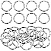 JIEYAO 40 Pack 0.5 Inch Round Spring Buckle Clips, Metal Spring O Rings Silver Keychain Snap Hook Clips Zinc Alloy Keyring Buckle for Bag Purse Craft DIY Jewelry Making