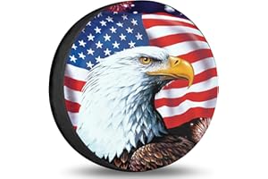 YZ-MAMU Spare Tire Cover American Eagle Flag Polyester Universal Waterproof Corrosion Protection Wheel Covers for Trailer RV SUV Truck and Many Vehicles 14 inch