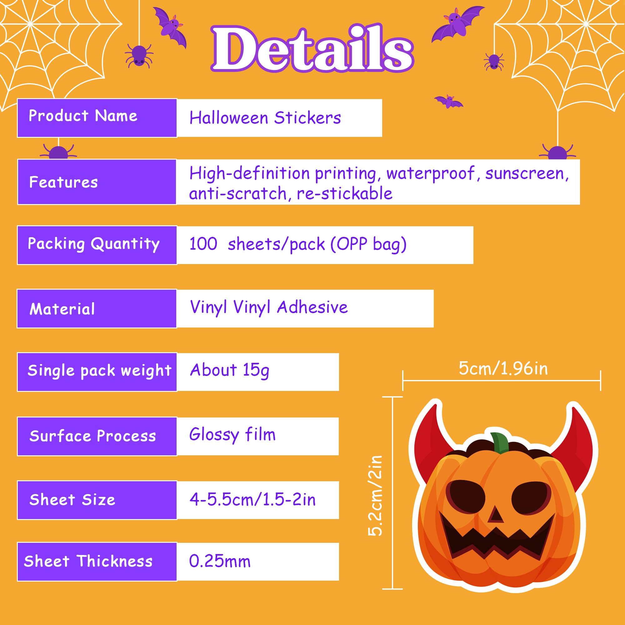 OHOME Halloween Stickers | 100 PCS Halloween Party Favors - Halloween Games Toys Gifts Party Supplies - Crafts Accessories Treats Bulk for Classroom