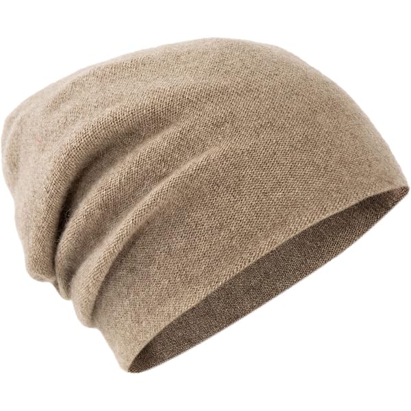 The Elder Statesman 100% Italian Cashmere Knit Slouchy Beanie Hat Tan USA Made The Elder Statesman 100% Italian Cashmere Knit Slouchy  main image 3