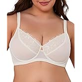 Redgray Minimizer Bras for Women Full Coverage Lace Bra Unlined Underwire Support Plus Size Bra for Heavy Breast