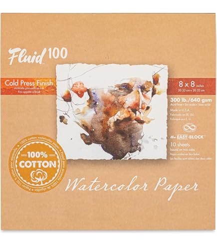 Amazon.com: Fluid 100 Artist Watercolor Paper, 100% Cotton Cold
